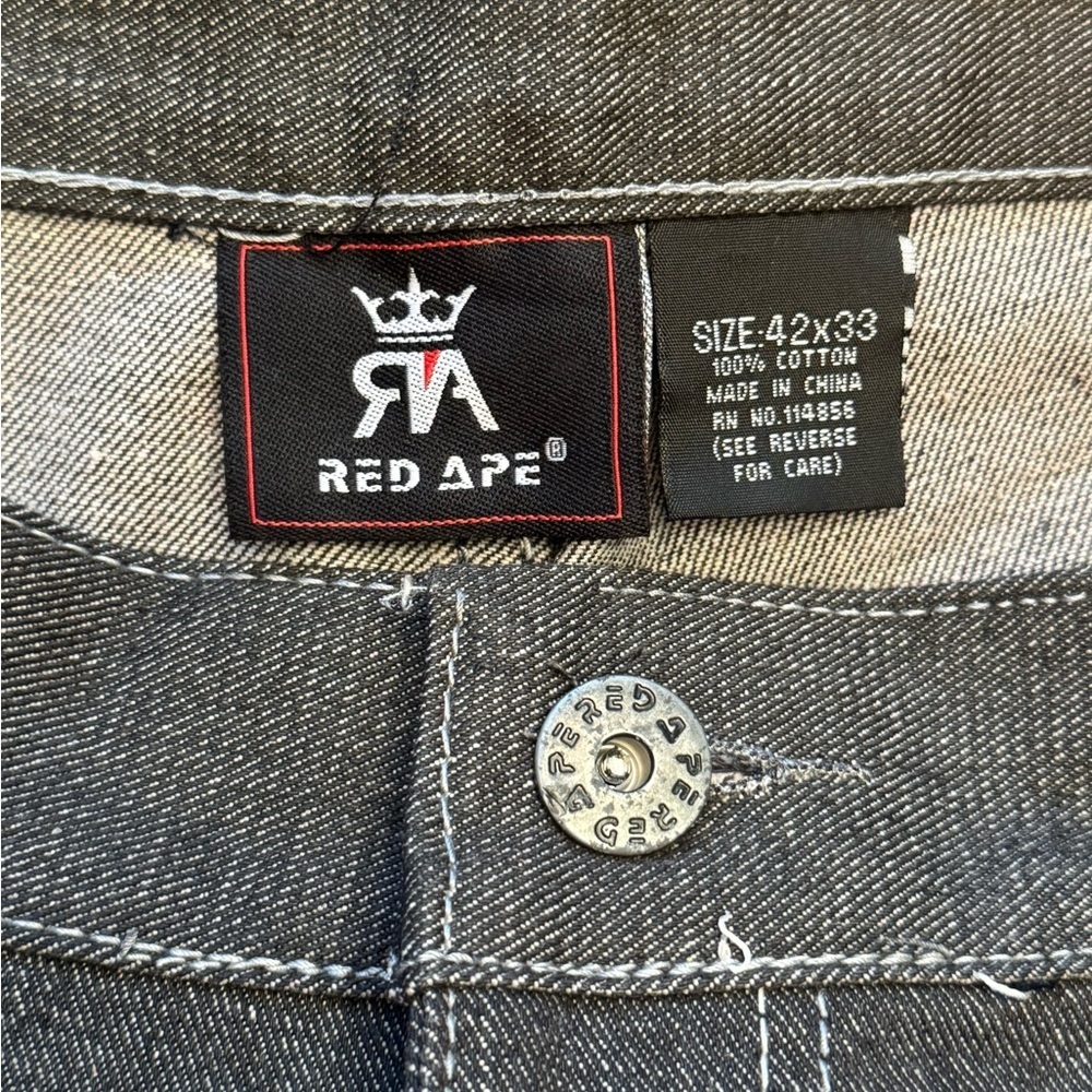 Red Ape NWT Men’s Jeans 42x33 Baggy Straight Leg Y2K Streetwear Argyle Pockets - Picture 7 of 7